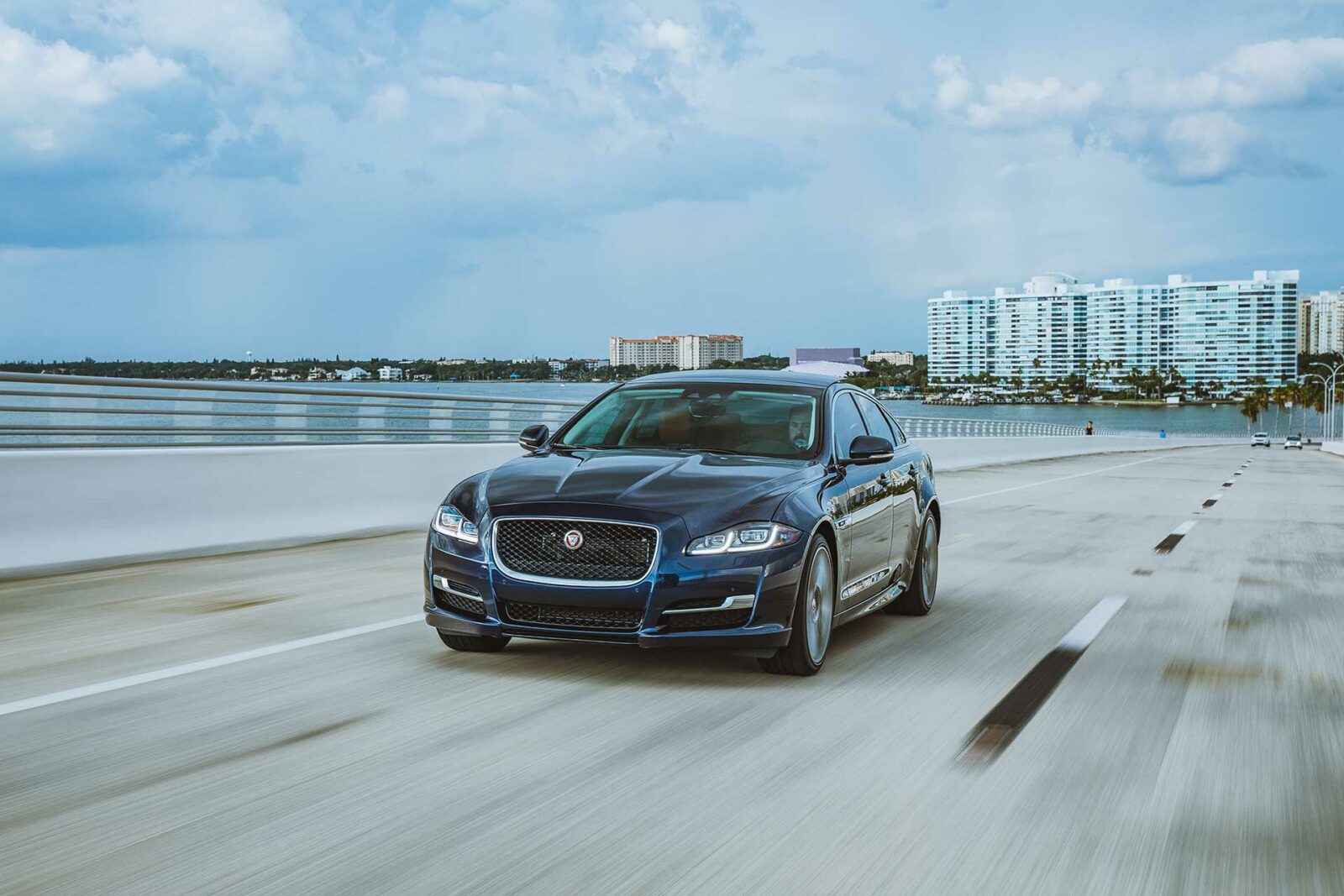 Jaguar XJ on the Ringling Bridge in Sarasota