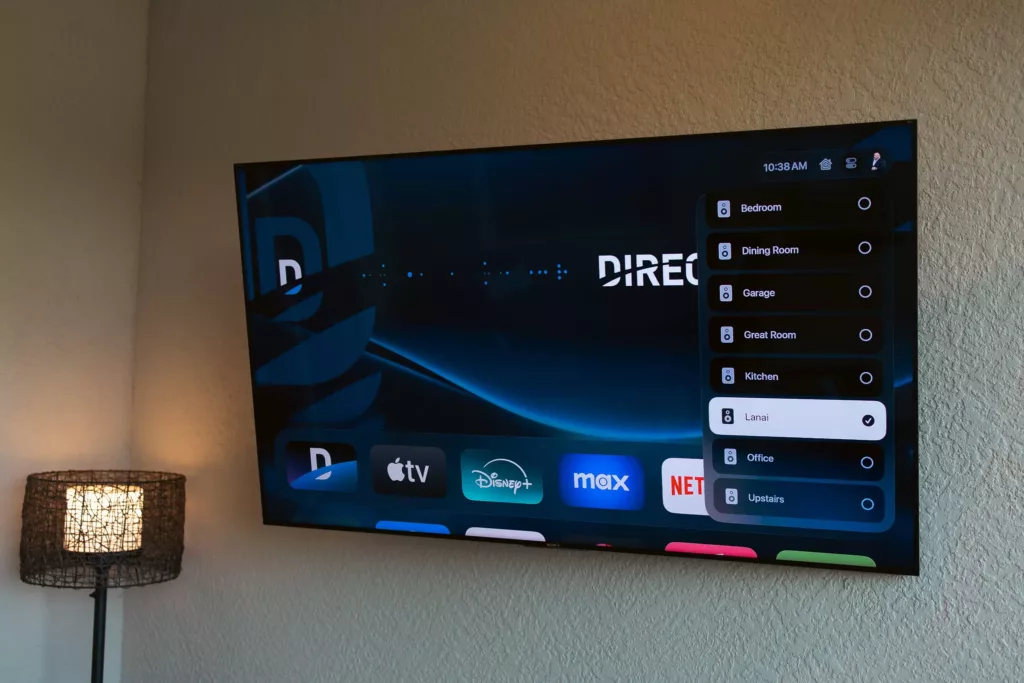 Apple TV showing speaker zone options for audio playback.