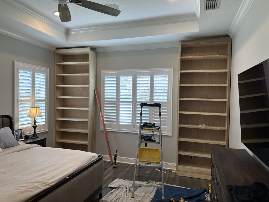 Builtin bookshelves being installed