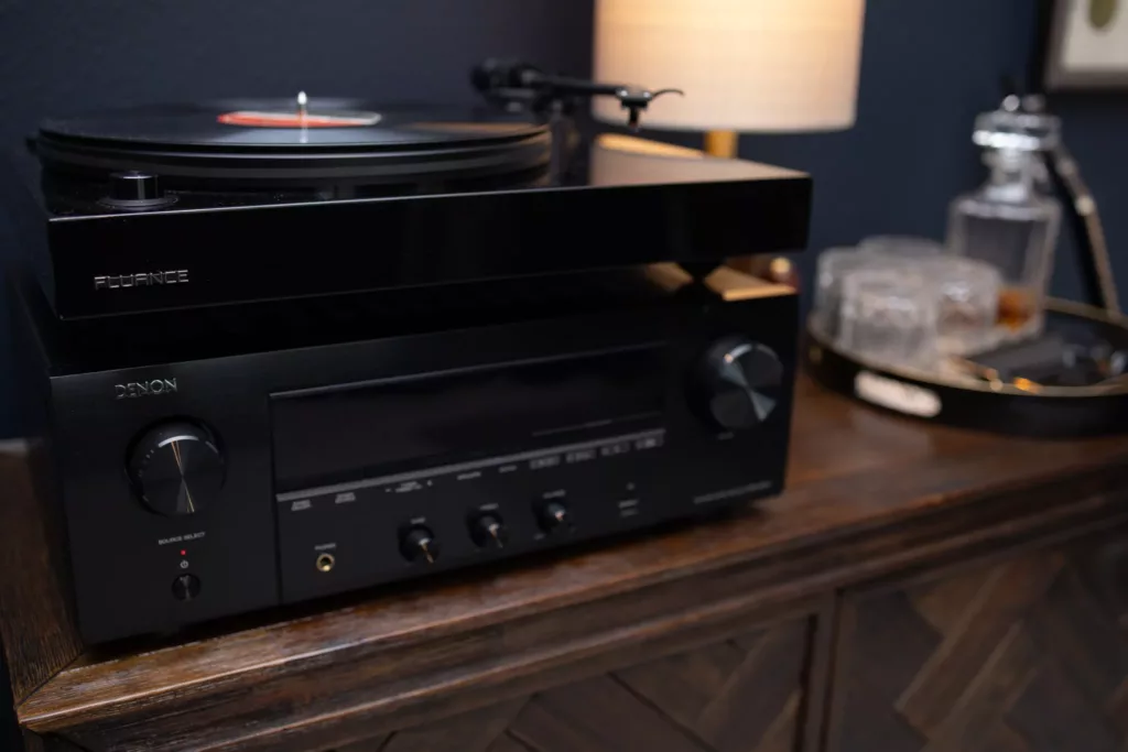Fluance record player and Denon stereo receiver