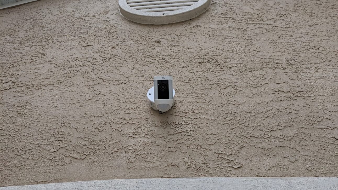 Ring Spotlight Cam mounted to wall