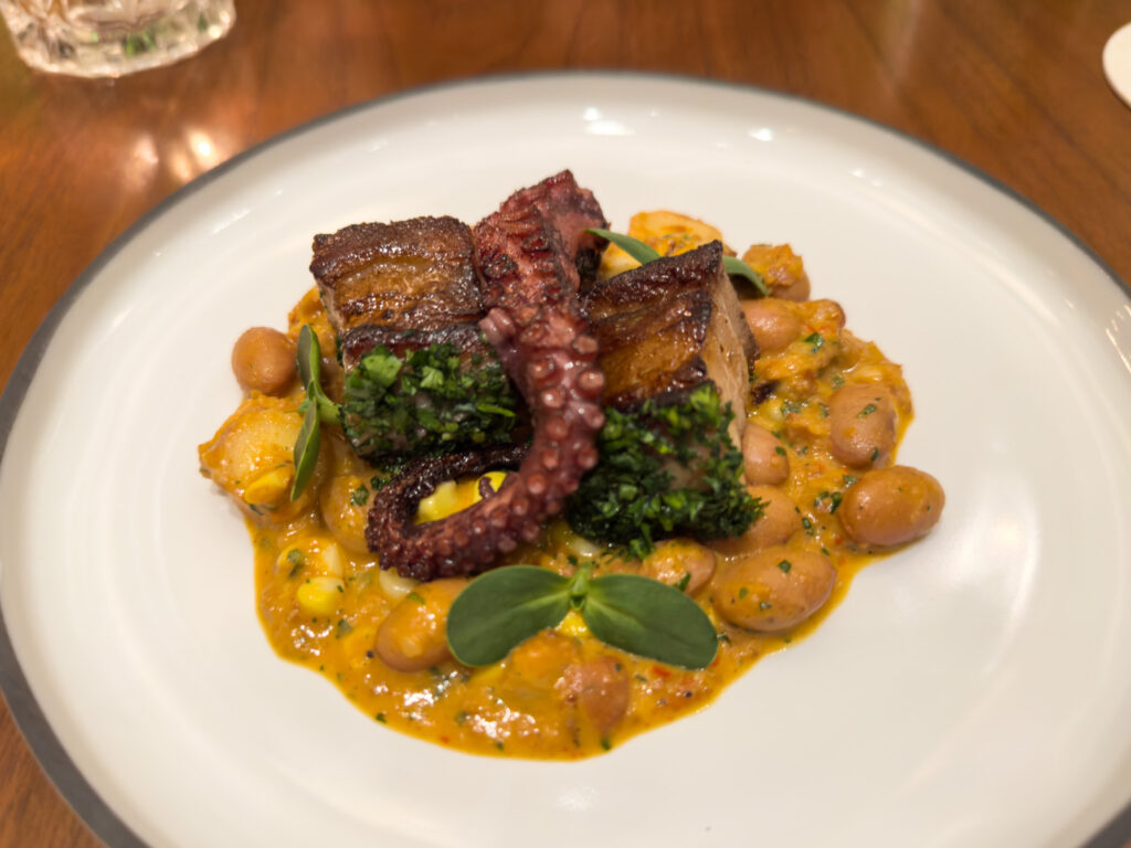 Lilac Heritage Pork Belly and Spanish Octopus