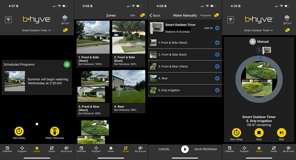 Orbit B-hyve app screenshots